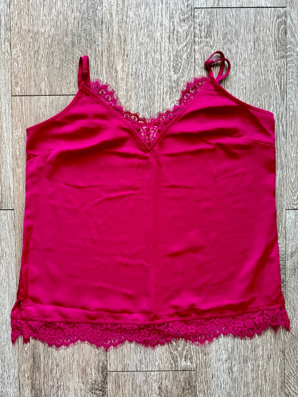 A New Day Lace Trim Camisole Top In Fuchsia Size M